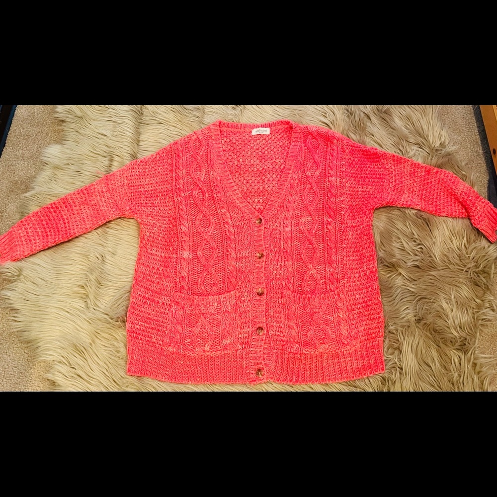 Alphabet, oversized cardigan, OS, pink and white
